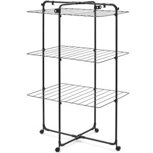 Brabantia HangOn Tower Drying Rack, 23m (Matt Black), Tall Foldable Clothes Rack, Space-Saving Laundry Drying Stand with Wheels and Hooks Brabantia HangOn Tower Drying Rack, 23m (Matt Black), Tall Foldable Clothes Rack, Space-Saving Laundry Drying Stand with Wheels and Hooks