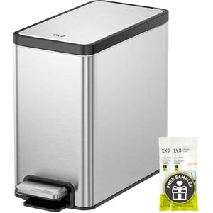 EcoCasa II Stainless Steel Small Bathroom Trash Can with Lid - 6L EcoCasa II Stainless Steel Small Bathroom Trash Can with Lid - 6L