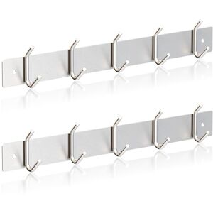 RICOO Heavy Duty Stainless Steel Wall Mounted Coat Hooks, MH028S-5x2, Elegant Hook Rack for Entryway, Kitchen, Bathroom, with 5 Durable Hooks, Silver RICOO Heavy Duty Stainless Steel Wall Mounted Coat Hooks, MH028S-5x2, Elegant Hook Rack for Entryway, Kitchen, Bathroom, with 5 Durable Hooks, Silver