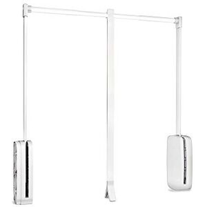 Emuca hanging, pull down wardrobe rail lift, adjustable width 450-600mm (17,7-23,6 inch), white colour, Steel and plastic Emuca hanging, pull down wardrobe rail lift, adjustable width 450-600mm (17,7-23,6 inch), white colour, Steel and plastic