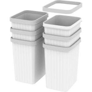 Cetomo 8.2L*6 Plastic Waste Paper Bin, Trash Can, Small Bins, Bedroom Bin, Square Waste Basket with Rim Lid and Solid Stripe for Kitchen Rooms, Nesting, Matte, Frosted, Minimalist, White, 8.2L(6 Pack) Cetomo 8.2L*6 Plastic Waste Paper Bin, Trash Can, Small Bins, Bedroom Bin, Square Waste Basket with Rim Lid and Solid Stripe for Kitchen Rooms, Nesting, Matte, Frosted, Minimalist, White, 8.2L(6 Pack)