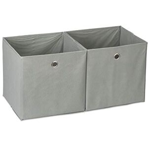 Relaxdays Box Set of 2, Shelf Storage Basket, Square Bins 30x30x30 cm, Grey, fabric, Gray, 30 x 30 x 30 cm Relaxdays Box Set of 2, Shelf Storage Basket, Square Bins 30x30x30 cm, Grey, fabric, Gray, 30 x 30 x 30 cm