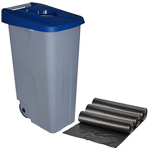 WELL HOME MOBILIARIO & DECORACIÓN WELLHOME Recycling Container + 3 x Bin Bags of 10 Units, Blue, 42 x 57 x 88 cm WELL HOME MOBILIARIO & DECORACIÓN WELLHOME Recycling Container + 3 x Bin Bags of 10 Units, Blue, 42 x 57 x 88 cm