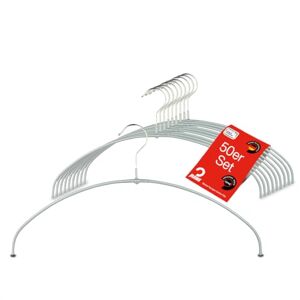 MAWA Light Clothes Hangers, Set of 50 Space-Saving and Non-Slip Hangers, Ideal for T-Shirts, Tops and Lightweight Jumpers, with 360° Rotating Hook and Non-Slip Coating, 40 cm, Silver MAWA Light Clothes Hangers, Set of 50 Space-Saving and Non-Slip Hangers, Ideal for T-Shirts, Tops and Lightweight Jumpers, with 360° Rotating Hook and Non-Slip Coating, 40 cm, Silver