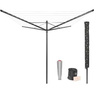 Brabantia Lift-O-Matic 50 Metres of Clothes Line Adjustable in Height UV-Resistant & Non-Slip Lining Umbrella System with Ground Spike 45 mm, Cover & Peg Bag Anthracite ø 295 cm Brabantia Lift-O-Matic 50 Metres of Clothes Line Adjustable in Height UV-Resistant & Non-Slip Lining Umbrella System with Ground Spike 45 mm, Cover & Peg Bag Anthracite ø 295 cm