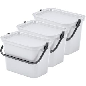 Tontarelli Set of 3 Moda 5 Litre White Bin with Handle Tontarelli Set of 3 Moda 5 Litre White Bin with Handle