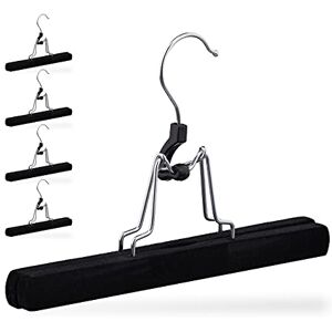 Relaxdays , Set of 5, Wood, Non-slip Velvet Cover, Skirt Hanger, Trouser Organiser, W: 25 cm, Black, 16.5 x 25 x 2.5 cm Relaxdays , Set of 5, Wood, Non-slip Velvet Cover, Skirt Hanger, Trouser Organiser, W: 25 cm, Black, 16.5 x 25 x 2.5 cm