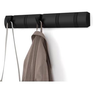 Umbra Flip 5-Hook Wall Mounted Coat Rack, Modern, Sleek, Space-Saving Coat Hanger with 5 Retractable Hooks to Hang Coats, Scarfs, Purses and More, Black Umbra Flip 5-Hook Wall Mounted Coat Rack, Modern, Sleek, Space-Saving Coat Hanger with 5 Retractable Hooks to Hang Coats, Scarfs, Purses and More, Black