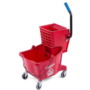 Carlisle FoodService Products CFS Plastic Commercial Mop Bucket with Side-Press Wringer, 26 Quarts, Red Carlisle FoodService Products CFS Plastic Commercial Mop Bucket with Side-Press Wringer, 26 Quarts, Red