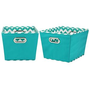 Household Essentials 90-1 Medium Tapered Decorative Storage Bins 2 Pack Set Cubby Baskets Aqua Chevron Household Essentials 90-1 Medium Tapered Decorative Storage Bins 2 Pack Set Cubby Baskets Aqua Chevron