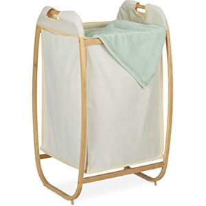 Relaxdays Laundry Basket with Bamboo Frame, without Lid, HWD: 80x44x43 cm, 70 l Fabric Bag, for Bathroom, Natural/Beige, Polyester, 180x44x43 cm Relaxdays Laundry Basket with Bamboo Frame, without Lid, HWD: 80x44x43 cm, 70 l Fabric Bag, for Bathroom, Natural/Beige, Polyester, 180x44x43 cm