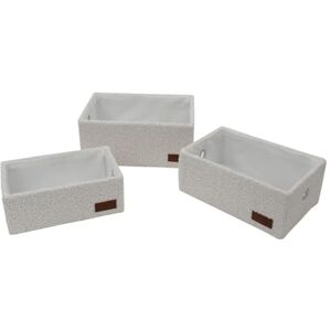 JVL Shiro Set of 3 Boucle Fabric Rectangular Storage Baskets, Home Tidy Solution, White JVL Shiro Set of 3 Boucle Fabric Rectangular Storage Baskets, Home Tidy Solution, White