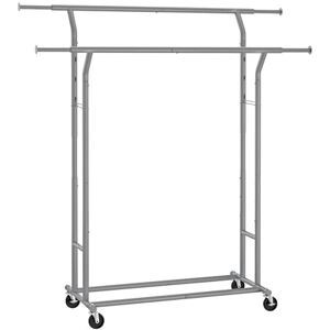 SONGMICS Clothes Rail, Double Clothes Rack on Wheels, Extendable Garment Rack, Heavy-Duty Metal Frame, 110 kg Total Max. Load, 129-169 cm Wide, Dove Grey HSR012G01 SONGMICS Clothes Rail, Double Clothes Rack on Wheels, Extendable Garment Rack, Heavy-Duty Metal Frame, 110 kg Total Max. Load, 129-169 cm Wide, Dove Grey HSR012G01