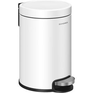 SONGMICS Bathroom Pedal Bin, 0.8 Gallon (3 L) Steel Toilet Bin with Soft-Close Lid, Inner Bucket, for Waste, Bedroom, Cloud White LTB013WZ01 SONGMICS Bathroom Pedal Bin, 0.8 Gallon (3 L) Steel Toilet Bin with Soft-Close Lid, Inner Bucket, for Waste, Bedroom, Cloud White LTB013WZ01