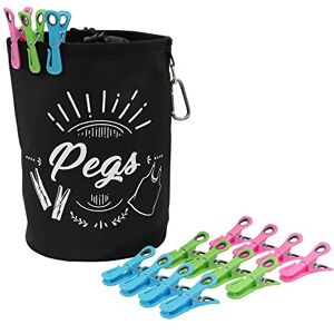 JVL Large Peg Bag with 144 Prism Clip Pegs with hooks, Multicolor, (08-040-274) JVL Large Peg Bag with 144 Prism Clip Pegs with hooks, Multicolor, (08-040-274)