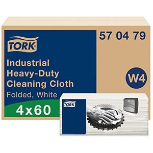 Tork Heavy-Duty Industrial Cleaning Cloth White W4, Multipurpose, 4 x 60 Cloths, 570479 Tork Heavy-Duty Industrial Cleaning Cloth White W4, Multipurpose, 4 x 60 Cloths, 570479