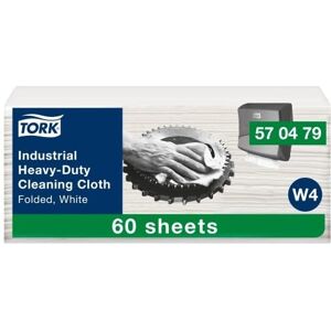 Tork Heavy-Duty Industrial Cleaning Cloth White W4, Multipurpose, 60 Cloths, 570479 Tork Heavy-Duty Industrial Cleaning Cloth White W4, Multipurpose, 60 Cloths, 570479