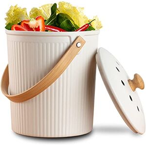 LALASTAR Kitchen Compost Bin, Countertop Compost Bin with Lid, Made of Sustainable Bamboo Fiber, Odorless Kitchen Compost Bucket, 1 Gallon, Cream LALASTAR Kitchen Compost Bin, Countertop Compost Bin with Lid, Made of Sustainable Bamboo Fiber, Odorless Kitchen Compost Bucket, 1 Gallon, Cream
