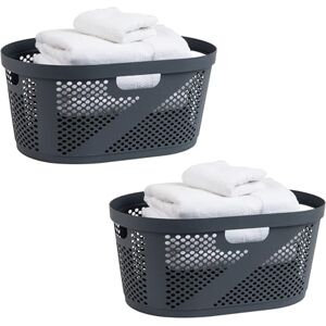 Mind Reader Basket Collection, Laundry Basket, 40 Liter (10kg/22lbs) Capacity, Cut Out Handles, Ventilated, Set of 2, Gray Mind Reader Basket Collection, Laundry Basket, 40 Liter (10kg/22lbs) Capacity, Cut Out Handles, Ventilated, Set of 2, Gray