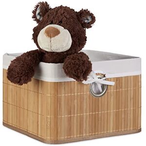 Relaxdays Storage Basket, Fabric Lining, Bamboo, Rectangular, Bathroom, Accessories, Toys, HxWxD: 20x31x31 cm, Natural Relaxdays Storage Basket, Fabric Lining, Bamboo, Rectangular, Bathroom, Accessories, Toys, HxWxD: 20x31x31 cm, Natural