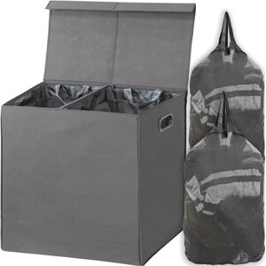 Simple Houseware Double Laundry Hamper with Lid and Removable Laundry Bags, Dark Grey Simple Houseware Double Laundry Hamper with Lid and Removable Laundry Bags, Dark Grey