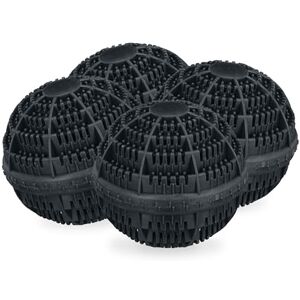 Relaxdays Laundry, Set of 4, Machine, Without Detergent, Eco-Friendly, Washing Ball, Black, 9.5 x 10.5 x 10.5 cm Relaxdays Laundry, Set of 4, Machine, Without Detergent, Eco-Friendly, Washing Ball, Black, 9.5 x 10.5 x 10.5 cm