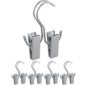 Relaxdays Hanger Clips Set of 5, Double Clamp, Rubberised, Storage Boots & Caps, Iron, HWD: 14 x 9.5 x 2.5 cm, Silver Relaxdays Hanger Clips Set of 5, Double Clamp, Rubberised, Storage Boots & Caps, Iron, HWD: 14 x 9.5 x 2.5 cm, Silver