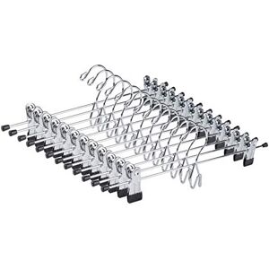 Amber Home 12 Pack Heavy Duty Add on Metal Pants Skirt Hangers, Stackable Add-on Metal Clothes Hangers with 2-Adjustable Clips, Cascading Clip Hangers Space Saving for Jeans, Slacks (Normal Clip, 12) Amber Home 12 Pack Heavy Duty Add on Metal Pants Skirt Hangers, Stackable Add-on Metal Clothes Hangers with 2-Adjustable Clips, Cascading Clip Hangers Space Saving for Jeans, Slacks (Normal Clip, 12)