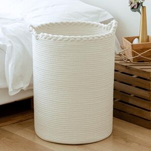 Homlikelan 72L Woven Laundry Hamper,Cotton Tall Wicker Laundry Basket for Blankets,Clothes,Pillows,Toys,Shoes Large Laundry Bin White Homlikelan 72L Woven Laundry Hamper,Cotton Tall Wicker Laundry Basket for Blankets,Clothes,Pillows,Toys,Shoes Large Laundry Bin White