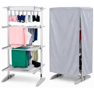 GlamHaus Digital Heated Clothes Airer with Cover, 300W Electric Drying Rack, Adjustable 30-70°C Temperature Control, 9-Hour Timer, Foldable Indoor Laundry Dryer with Extension Wings GlamHaus Digital Heated Clothes Airer with Cover, 300W Electric Drying Rack, Adjustable 30-70°C Temperature Control, 9-Hour Timer, Foldable Indoor Laundry Dryer with Extension Wings