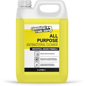 Chemical Trade Store Antibacterial Cleaner Lemon 5L Industrial Strength Multi-Surface Disinfectant for Kitchens & Bathrooms, Kills 99.9% of Germs Chemical Trade Store Antibacterial Cleaner Lemon 5L Industrial Strength Multi-Surface Disinfectant for Kitchens & Bathrooms, Kills 99.9% of Germs