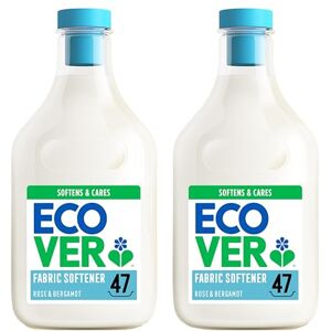 Ecover Fabric Softener, Fabric Conditioner to Soften Your Clothes, Fresh Rose & Bergamot Scent, 2 x 47 Washes, 2 x 1.43L Ecover Fabric Softener, Fabric Conditioner to Soften Your Clothes, Fresh Rose & Bergamot Scent, 2 x 47 Washes, 2 x 1.43L