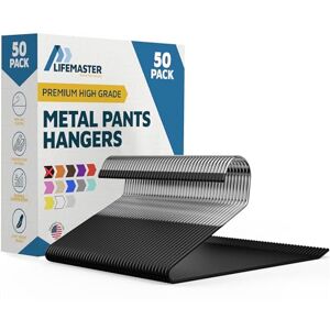 Lifemaster Metal Pants Hanger Set 50 Pieces Elegant Non-Slip Closet Space Saving Hanger Set for Pants, Trouser, Blankets, and Jeans with Rubber Coating and Open Ended Sleek Design Black Lifemaster Metal Pants Hanger Set 50 Pieces Elegant Non-Slip Closet Space Saving Hanger Set for Pants, Trouser, Blankets, and Jeans with Rubber Coating and Open Ended Sleek Design Black