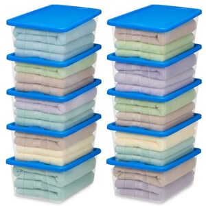 Homz Clear Storage Bin with Lid, Plastic Resin, Blue, X Small-6 Quart Homz Clear Storage Bin with Lid, Plastic Resin, Blue, X Small-6 Quart