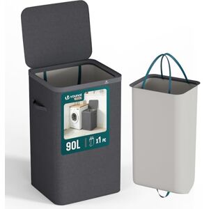 VOUNOT ® 90L Laundry Basket with Lid, Rectangular Laundry Hamper with Removable Bag & Handles, Foldable Laundry Bin for Bedroom, Bathroom, Utility Room, Anthracite VOUNOT ® 90L Laundry Basket with Lid, Rectangular Laundry Hamper with Removable Bag & Handles, Foldable Laundry Bin for Bedroom, Bathroom, Utility Room, Anthracite