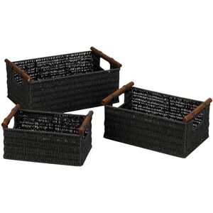 Black Woven Decorative Baskets - Household Essentials Set of 3 Black Woven Decorative Baskets - Household Essentials Set of 3