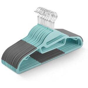 KEPLIN 20-Pack Non-Slip Hangers – Durable, Slimline Design for Space Saving with 360° Swivel, Tie Organiser, Strap Hooks, and S-Shape Opening (Teal) KEPLIN 20-Pack Non-Slip Hangers – Durable, Slimline Design for Space Saving with 360° Swivel, Tie Organiser, Strap Hooks, and S-Shape Opening (Teal)