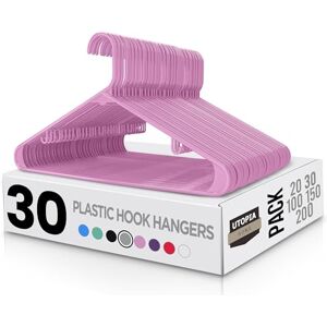 Utopia Home Plastic Hangers 30 Pack Clothes Hanger with Hooks Durable & Space Saving (Pink) Utopia Home Plastic Hangers 30 Pack Clothes Hanger with Hooks Durable & Space Saving (Pink)
