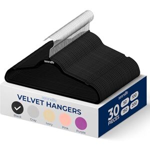 SereneLife 30 Pieces Velvet Hangers Space Saving Heavy Duty Slim Suit Clothes Hanger Set with 360 Degree Swivel Metal Hook, Can Hold Up to 10 Lbs. For Coats, Jackets, Pants & Dress (Black) SereneLife 30 Pieces Velvet Hangers Space Saving Heavy Duty Slim Suit Clothes Hanger Set with 360 Degree Swivel Metal Hook, Can Hold Up to 10 Lbs. For Coats, Jackets, Pants & Dress (Black)