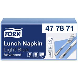 Tork 477871 Soft Light Blue Lunch Napkin / 3 Ply Advanced, Unprinted Serviette in Baby Blue / 10 x 150 Sheets (WxL: 16.3cm x 16.5cm) Tork 477871 Soft Light Blue Lunch Napkin / 3 Ply Advanced, Unprinted Serviette in Baby Blue / 10 x 150 Sheets (WxL: 16.3cm x 16.5cm)