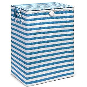 ARPAN Washing Baskets for Laundry Plastic bin Hamper Storage Basket Blue White Nautical Design 44 Litres Capacity Light Weight ARPAN Washing Baskets for Laundry Plastic bin Hamper Storage Basket Blue White Nautical Design 44 Litres Capacity Light Weight