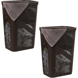 Mind Reader Basket Collection, Slim Laundry Hamper, 60 Liter (15g/33lbs) Capacity, Cut Out Handles, Attached Hinged Lid, Ventilated, Set of 2, Brown Mind Reader Basket Collection, Slim Laundry Hamper, 60 Liter (15g/33lbs) Capacity, Cut Out Handles, Attached Hinged Lid, Ventilated, Set of 2, Brown