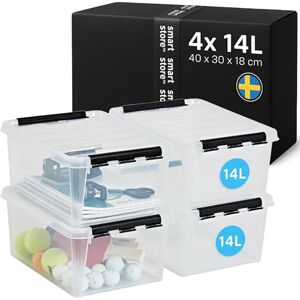 SmartStore 4x Plastic Storage Box with Lid Classic 14L (40x30x18cm) Plastic Storage Drawers with Lid Food-Safe Material Kitchen & Organisation I Durable Container for Home & Office 10-Year Warranty SmartStore 4x Plastic Storage Box with Lid Classic 14L (40x30x18cm) Plastic Storage Drawers with Lid Food-Safe Material Kitchen & Organisation I Durable Container for Home & Office 10-Year Warranty