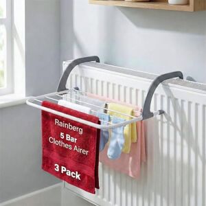 Rainberg 5 Bar Radiator Clothes Airer Rack, Foldable Airer with Adjustable Arms, Laundry Dryers Clothes, Hanging Drying Rack (Pack of 3) Rainberg 5 Bar Radiator Clothes Airer Rack, Foldable Airer with Adjustable Arms, Laundry Dryers Clothes, Hanging Drying Rack (Pack of 3)