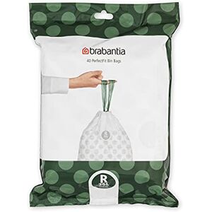 Brabantia 138546 PerfectFit Bin Liners (Size R/36 Litre) Thick Plastic Trash Bags with Tie Tape Drawstring Handles (40 Bags), White Brabantia 138546 PerfectFit Bin Liners (Size R/36 Litre) Thick Plastic Trash Bags with Tie Tape Drawstring Handles (40 Bags), White