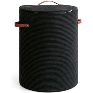 CHICVITA Tall Laundry Basket with Lid, Large Laundry Hamper for Bedroom, Laundry Bin for Clothes, Blankets, Toys, Decorative Woven Basket for Living Room, 15 x 20 inches, Black CHICVITA Tall Laundry Basket with Lid, Large Laundry Hamper for Bedroom, Laundry Bin for Clothes, Blankets, Toys, Decorative Woven Basket for Living Room, 15 x 20 inches, Black