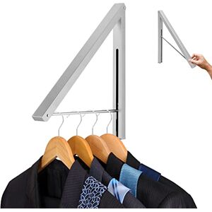 Stock Your Home Single Foldable Clothing Rack, Wall-Mounted Retractable Clothes Hanger for Laundry Dryer Room, Hanging Drying Rod, Small Collapsible Folding Garment Racks, Dorm Accessories (Chrome) Stock Your Home Single Foldable Clothing Rack, Wall-Mounted Retractable Clothes Hanger for Laundry Dryer Room, Hanging Drying Rod, Small Collapsible Folding Garment Racks, Dorm Accessories (Chrome)