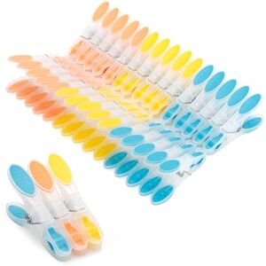 AiQInu Pack of 30 Plastic Clothes Pegs with Non-Slip Silicone, Multi-Color Non-marking Clips for Underwear Trousers T Shirts AiQInu Pack of 30 Plastic Clothes Pegs with Non-Slip Silicone, Multi-Color Non-marking Clips for Underwear Trousers T Shirts