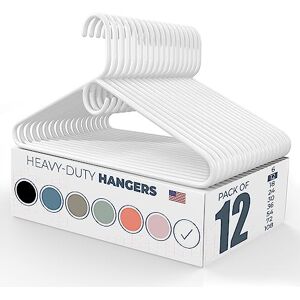 Neaties 12pk Made in USA Heavy Duty Plastic Clothes Hangers Bulk, 20 30 50 100 Pack Available, Strong Plastic Hangers, Jacket Coat Hangers, Thick Plastic Hanger for Closet and Clothing Hangars (White) Neaties 12pk Made in USA Heavy Duty Plastic Clothes Hangers Bulk, 20 30 50 100 Pack Available, Strong Plastic Hangers, Jacket Coat Hangers, Thick Plastic Hanger for Closet and Clothing Hangars (White)