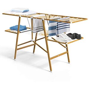 VOUNOT ® Clothes Airers Indoor, 24m Folding Laundry Drying Rack, Metal, Imitation Wood Design VOUNOT ® Clothes Airers Indoor, 24m Folding Laundry Drying Rack, Metal, Imitation Wood Design